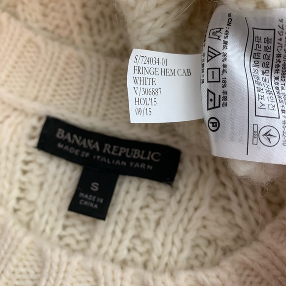 Banana Republic/Cream Crochet Fringed Alpaca Wool - Picture 6 of 8